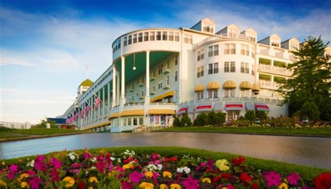 Grand hotel michigan - The Spring on Mackinac experience can also be booked by calling Grand Hotel Reservations at 1-800-334-7263. View Grand Hotel Policies and Information >> *Subject to Michigan 6% sales tax, 3% Mackinac Island assessment, 19.5% resort fee and a $15.00 per person, per stay, baggage-handling charge. 